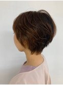大人女性小顔ハンサムショート/30代40代50代/丸みひし形ショート