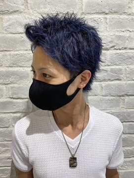 アヴァンス 天王寺店(AVANCE.) MEN'S HAIR ブリーチ×ネイビーブルー