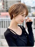 前髪あり耳掛け丸みくびれショートボブ20代30代40代50代(蘭)