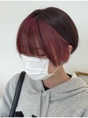 福井/インナーカラー/チェリーピンク/暖色系/ココアブラウン