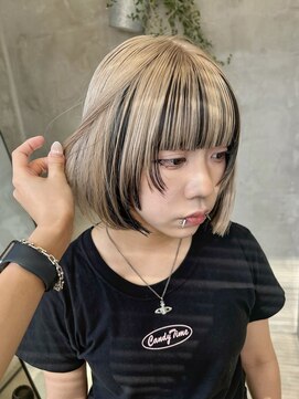 テトヘアー(teto hair) 切りっぱなしボブ、ウルフ、ワイドバング、ミルクティー