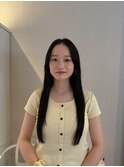 グレージュカラー/暗髪/黒髪/透明感カラー/顔周りカット