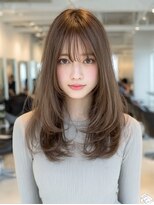 ダル 渋谷/表参道(DAL.)&nbsp;顔周りカットハッシュカットダークブラウンワンホンレイヤー韓国