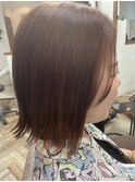  切りっぱなしボブ × オレンジブラウン