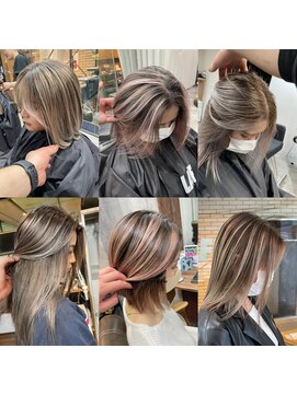 ラフ(LAFF) #バレイヤージュ#グレージュカラー#ボブウルフ#ココアベージュ