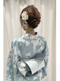 浴衣ヘアアレンジルーズシニヨン