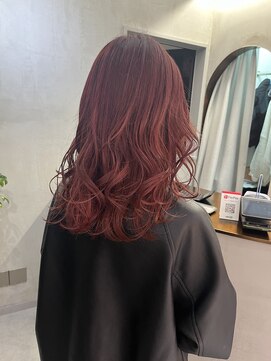 ロンドエニカ 大宮(Lond enika) レッドカラーレイヤーボブブリーチなしダブルカラーロング[大宮]