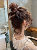 結婚式 二次会　お団子アップヘアアレンジ