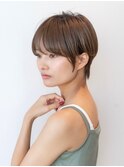 グレージュカラーショートフルバンク似合わせカットイメチェン