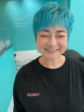 ユー イケブクロ(u Ikebukuro) ダブルカラー/ブリーチ/グリーン/緑/ショートウルフ