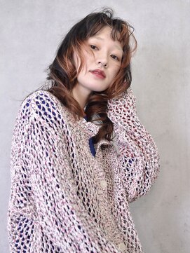 コイ(coii) オレンジベージュ/ミディアムレイヤー/裾カラー