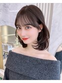 前髪顔まわり小顔似合わせミディアムレイヤーグレージュカラー！