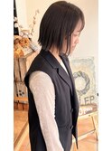 顎下ラインの切りっぱなしボブ