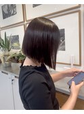 切りぱなしボブ/大人可愛い/20代30代40代/縮毛矯正