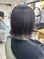 20代30代パープル系カラー☆切りっぱなしボブ／外はねボブ