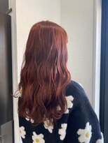 ミミックヘアー(MiMic hair)&nbsp;オレンジカラー＋ゆる巻きロング【桐生市美容室/桐生/みどり市】