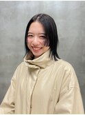 切りっぱなしボブ　姫カット　前髪長め　伸ばしかけ　前髪なし