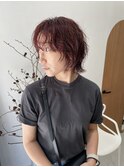ラベンダーピンク　くせ毛をいかしたショートウルフ♪