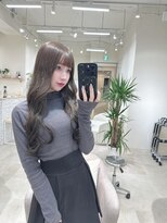 アム 表参道(am)&nbsp;小顔薄めバンググレージュレイヤーロング前髪パーマ黒髪