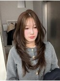 重めバタフライレイヤー/フェイスレイヤー/グレージュ