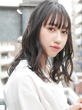 アース 守谷店(HAIR&MAKE EARTH) 黒髪ゆるふわセミロング