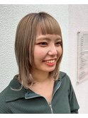 眉上パッツン前髪×ミディアムヘア《ラムネhairヒサマツマユミ》