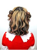 推し活/ライブヘアセット/波巻きのハーフツイン/ヘアアレンジ