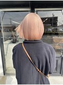 ミルクティーピンク　ベージュピンク　ホワイトピンクボブカラー