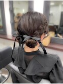 お呼ばれヘアアレンジツインお団子ひつじ
