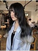 ブルーブラック/デザインカラー/ポイントブリーチ/ホワイト
