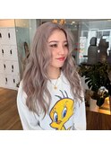 ホワイトグレージュミニウルフチェリーブラウンデジタルパーマ