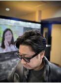 七三オールバック　ニュアンスパーマ　ビジネス　かき上げヘア