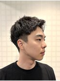 夏トレンドメンズヘア◎ショートツイストパーマ束感アップバング