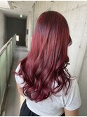 レッドカラー艶髪ハイトーン