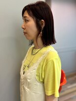 アトリエ タキ(atelier.taki)&nbsp;大人可愛い 切りっぱなしボブ 外ハネ ボルドー 暖色カラー