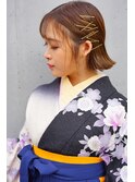 袴 着付け 向ケ丘遊園 シースルーバング 大人ボブ 着物ヘア 登戸