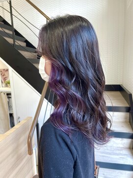 アッシュブランシェ(h Blanche) ダークグレー×アメジスト（フェイスフレーミング）