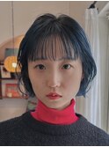 ダブルカラーショートボブインナーカラーハイライトケアブリーチ
