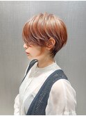大人ショート/縮毛矯正/学割U24/ブルーカラー/くすみベージュ