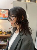 【Look at】パーマミディ似合わせカット着物ヘアダークアッシュ