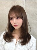 小顔ヘア オリーブグレー 黒髪 ココアベージュ