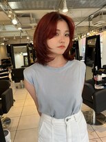 アクアオモテサンドウ(ACQUA omotesando)&nbsp;△ダブルカラー韓国風オレンジブラウンレイヤーカットウルフヘア