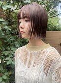 切りっぱなしボブ/美髪/ピンクブラウン[池袋駅]