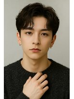 にもう&nbsp;ブルーブラック 韓国マッシュ フェザーパーマ　ST47