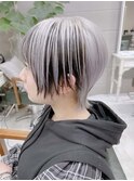 グレーシルバーインナーカラーショートウルフ