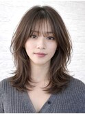 顔周りレイヤーカット/前髪あり/大人ヘア/30代40代50代