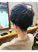 20代30代無造作ショートカール×襟足スッキリ黒髪暗色