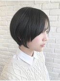 透明感小顔ショートボブ【Nuage'表参道/南青山】斜めバング