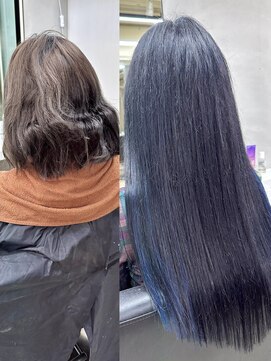 ディア(.eer) ((ミディアム→ロング)) ブルーブラック♪//シールエクステ80枚