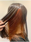 ココアブラウン,インナーカラー,オレンジ【草加】